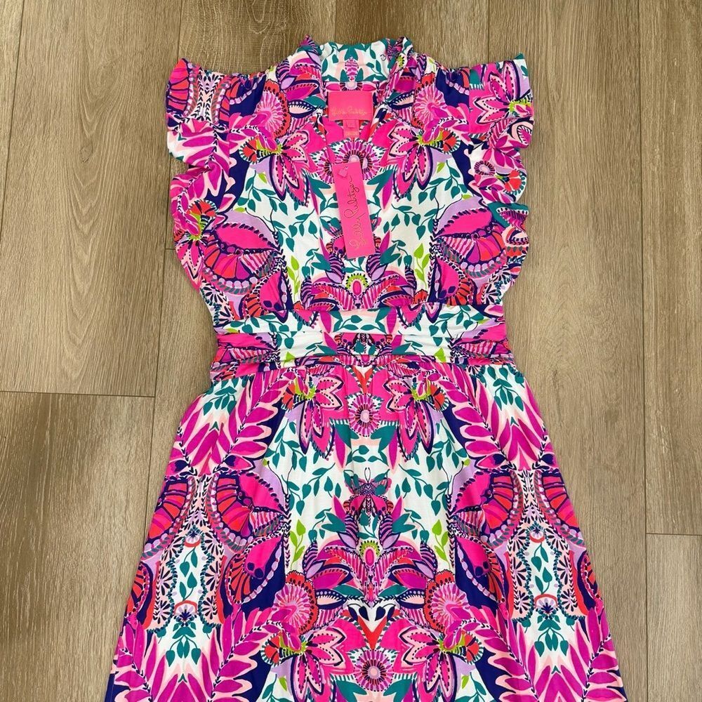 NWT Lilly Pulitzer Adriann Flutter Sleeve Maxi Dress Size Medium - Picture 3 of 15